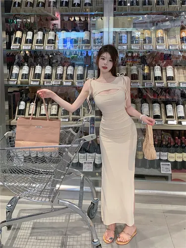 Maxct high slit elastic knitted dress female summer sweet desire self-cultivation