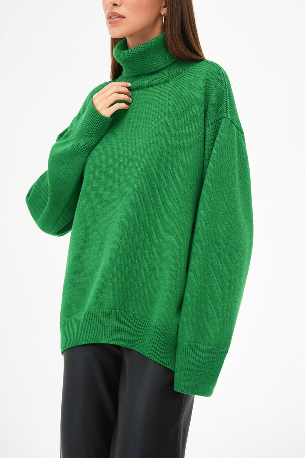 Maxct &Turtle Neck Dropped Shoulder Sweater