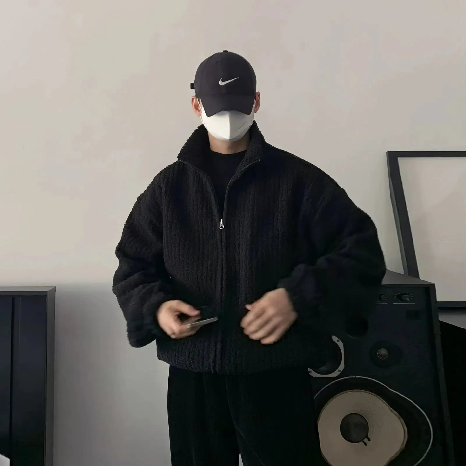 Maxct Zip Up Lapel Plush Corduroy Jacket
