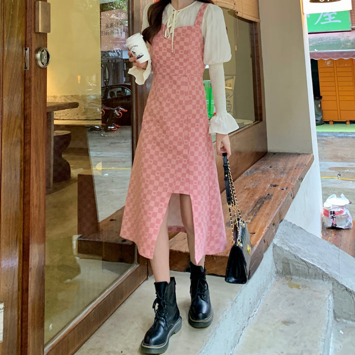 Heart Checkerboard Asymmetrical Dress Maxct