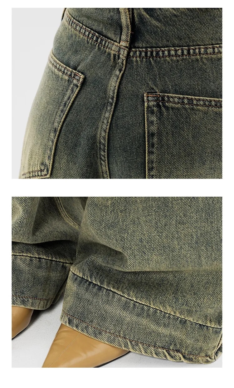 Vintage Streetwear Women's High Waisted Baggy Oversize Wide Leg Denim Pants - true deals club
