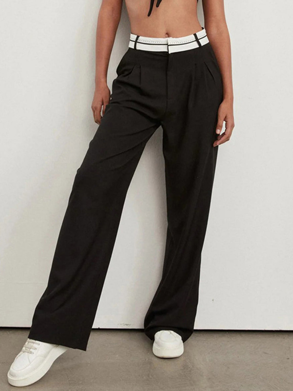 Maxct Highway Reverse Waistband Wide Leg Dress Pants