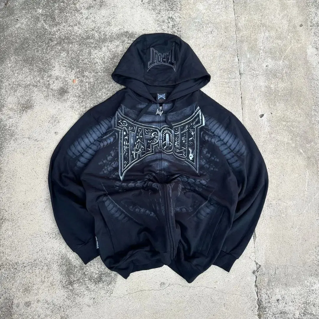 Maxct 90s Streetwear Woman Hoodie Goth Vintage Hoodies Y2K Grunge Graphic Long Sleeve Hooded Sweatshirt Harajuku Japanese Aesthetic Korean Korean