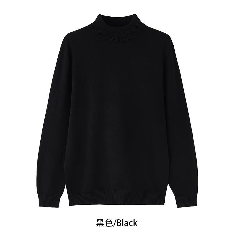 Maxct 90s Streetwear Autumn And Winter High-grade Semi-turtleneck Sweater Men's Korean-style Loose Casual Solid Color Middle Collar Knitted Base Shirt With Long Sleeves