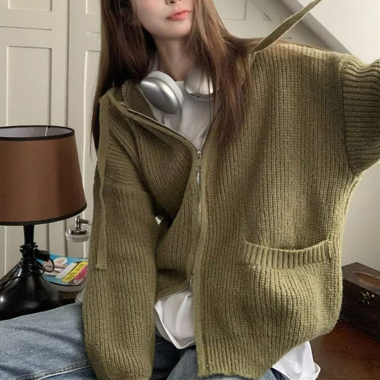 Hygge Knit Zip Up Hoodie Maxct