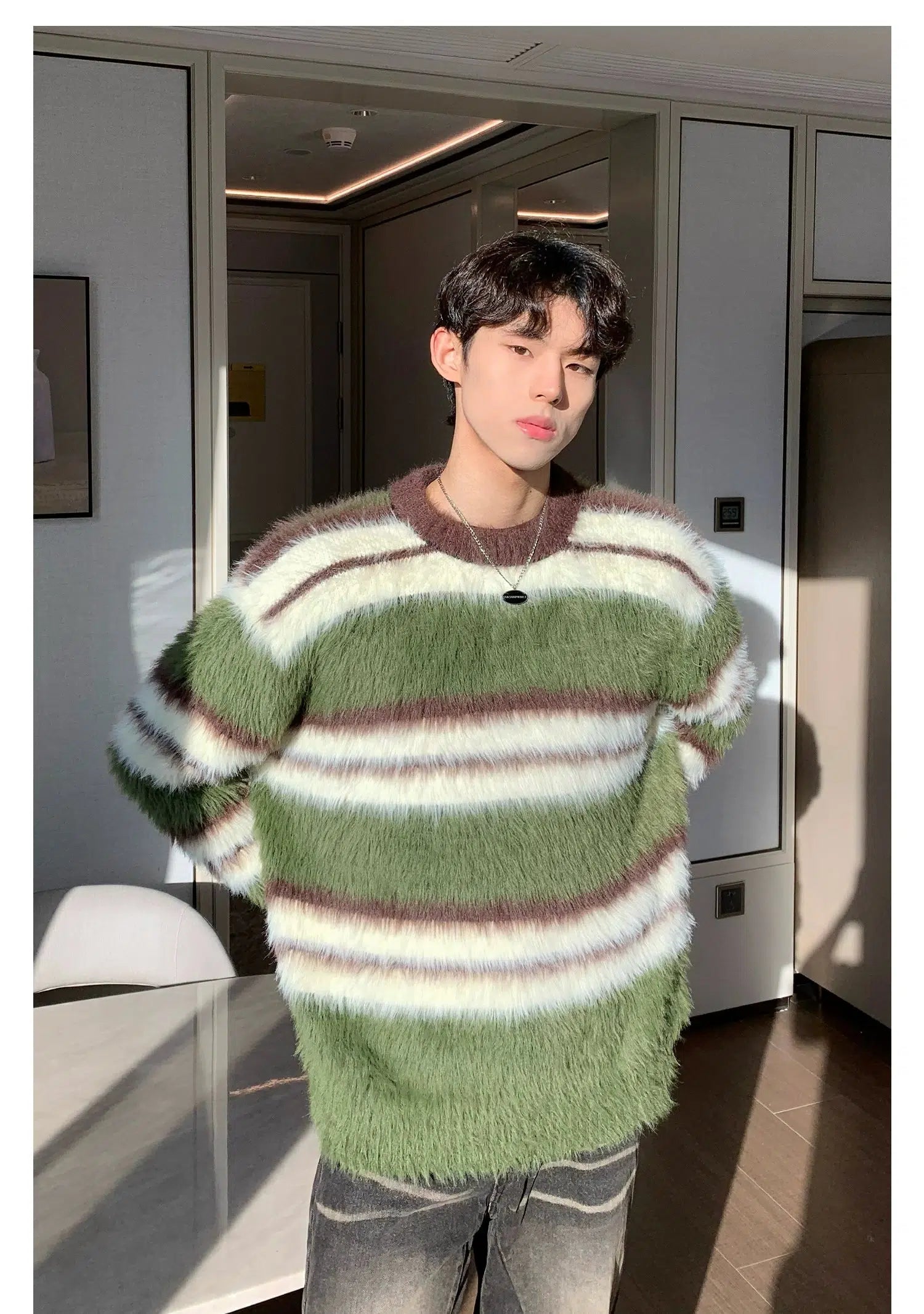 Maxct Contrast Color Striped Sweater