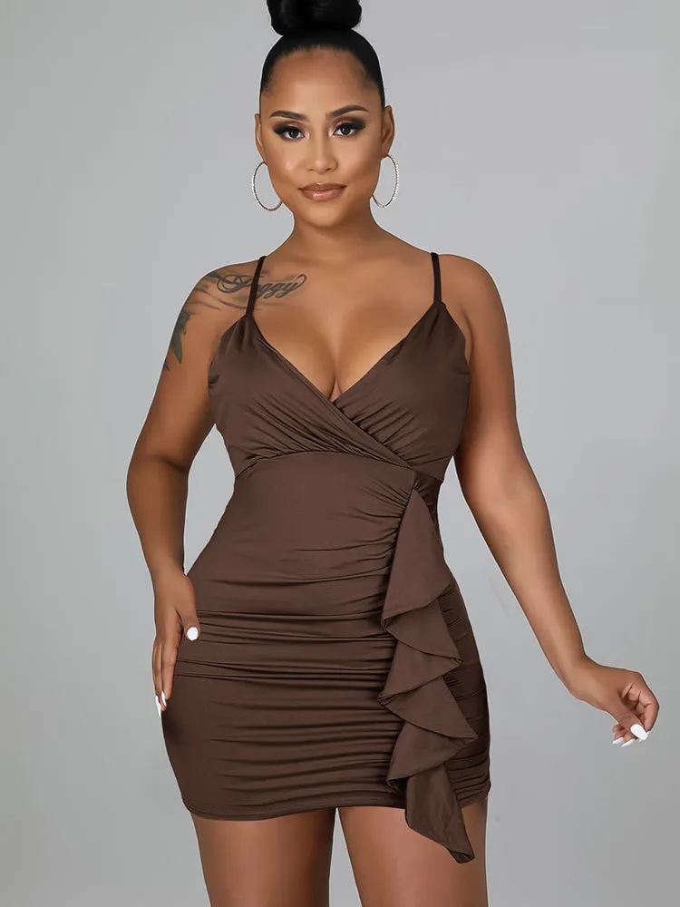 Ruffle Bodycon Ruch Wrap Dress Maxct