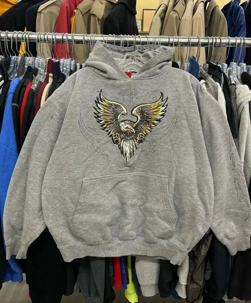 Gothic Geometric Embroidery Splicing Hoodie Y2K Style Maxct