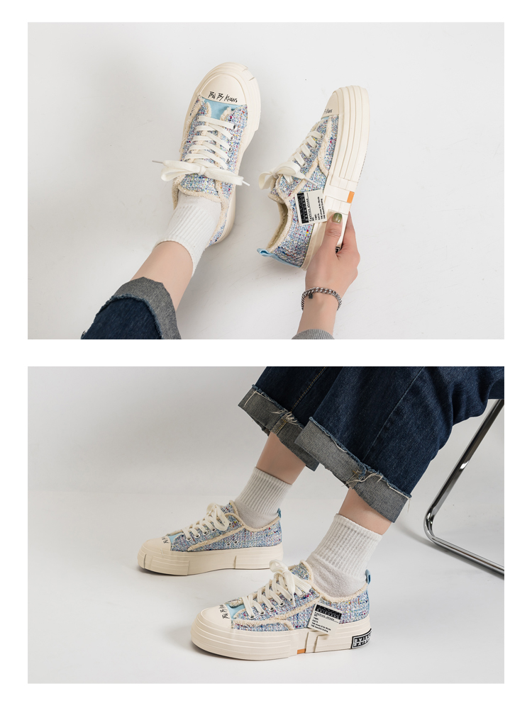 Cute Teen Girl's Low Top Canvas Sneakers Thick Sole - true deals club