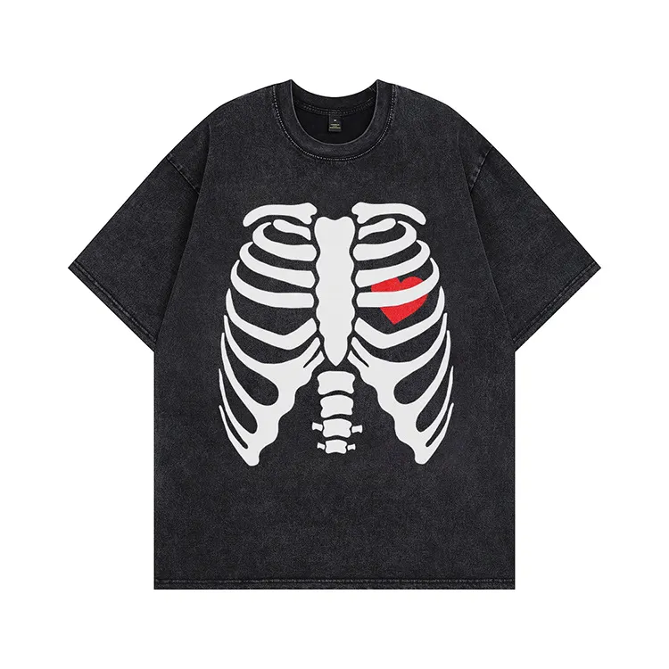 Maxct street fashion men streetwear Summer American Retro Washed Vintage Cotton Short-Sleeved Men's and Women's Retro Loose High Street Couple's T-shirt