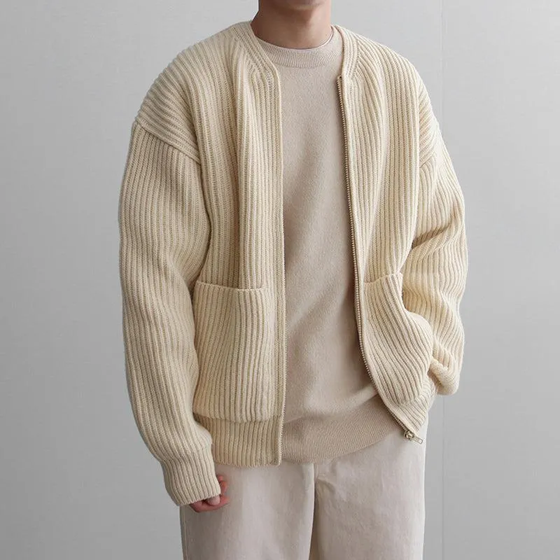 Maxct -  KNITTED ROUND-NECK CARDIGAN SWEATER