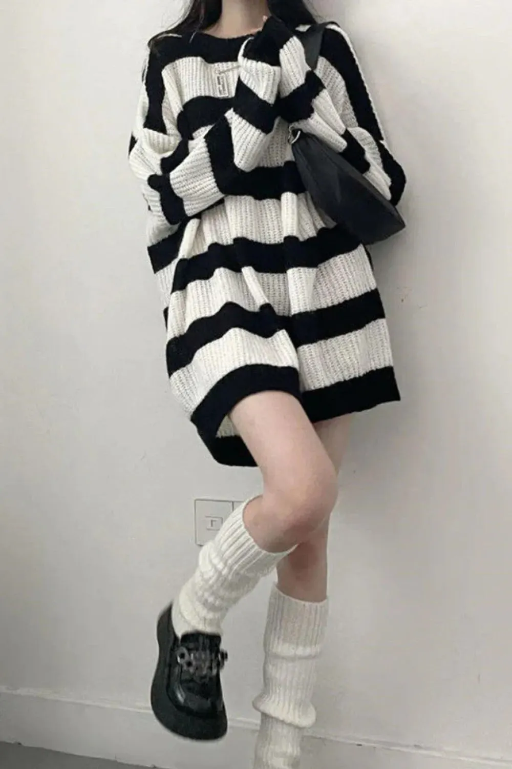 Loose Striped Long Knitted Sweater Maxct