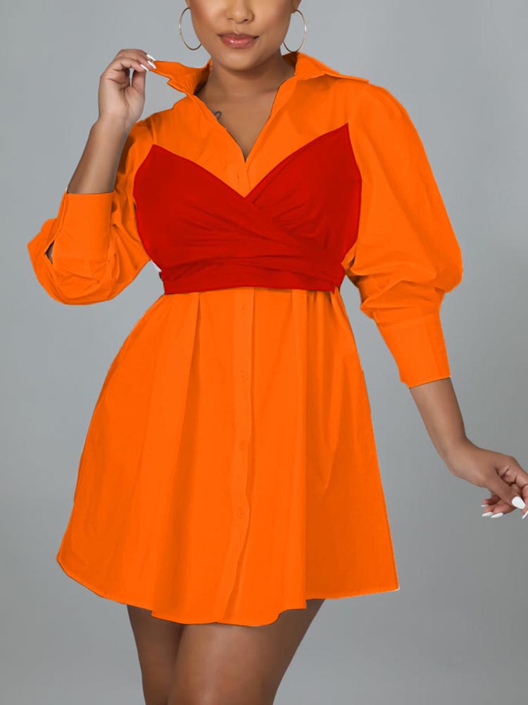 Lace Up Bow Shirt Mini Dress Maxct