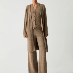 Maxct Leisure Long Cardigan Three Piece Pants Set