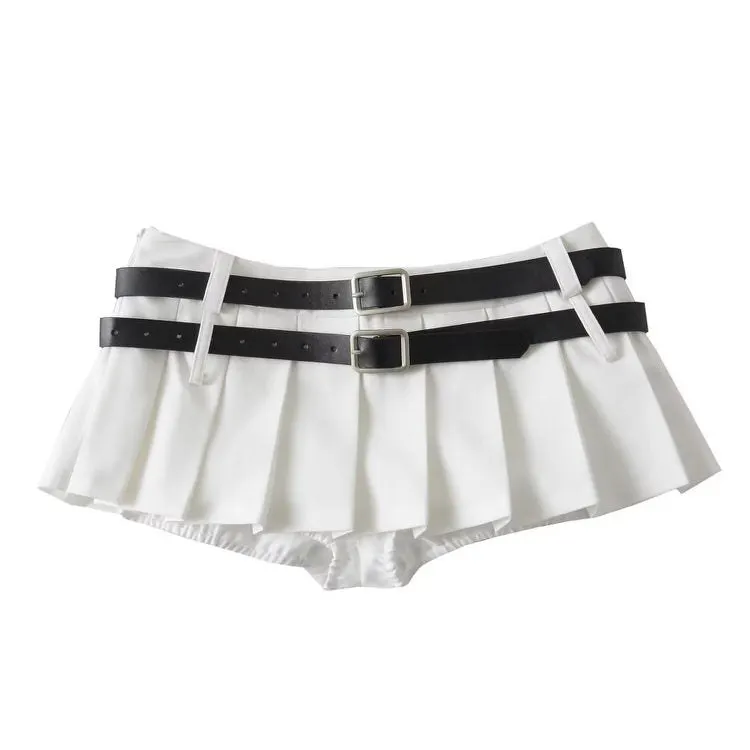 Y2K Double-Belt Extreme Micro Skirt Maxct