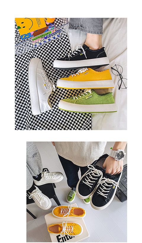 Canvas Men's Casual Lace-Up Platform Sneakers Plimsolls - true deals club