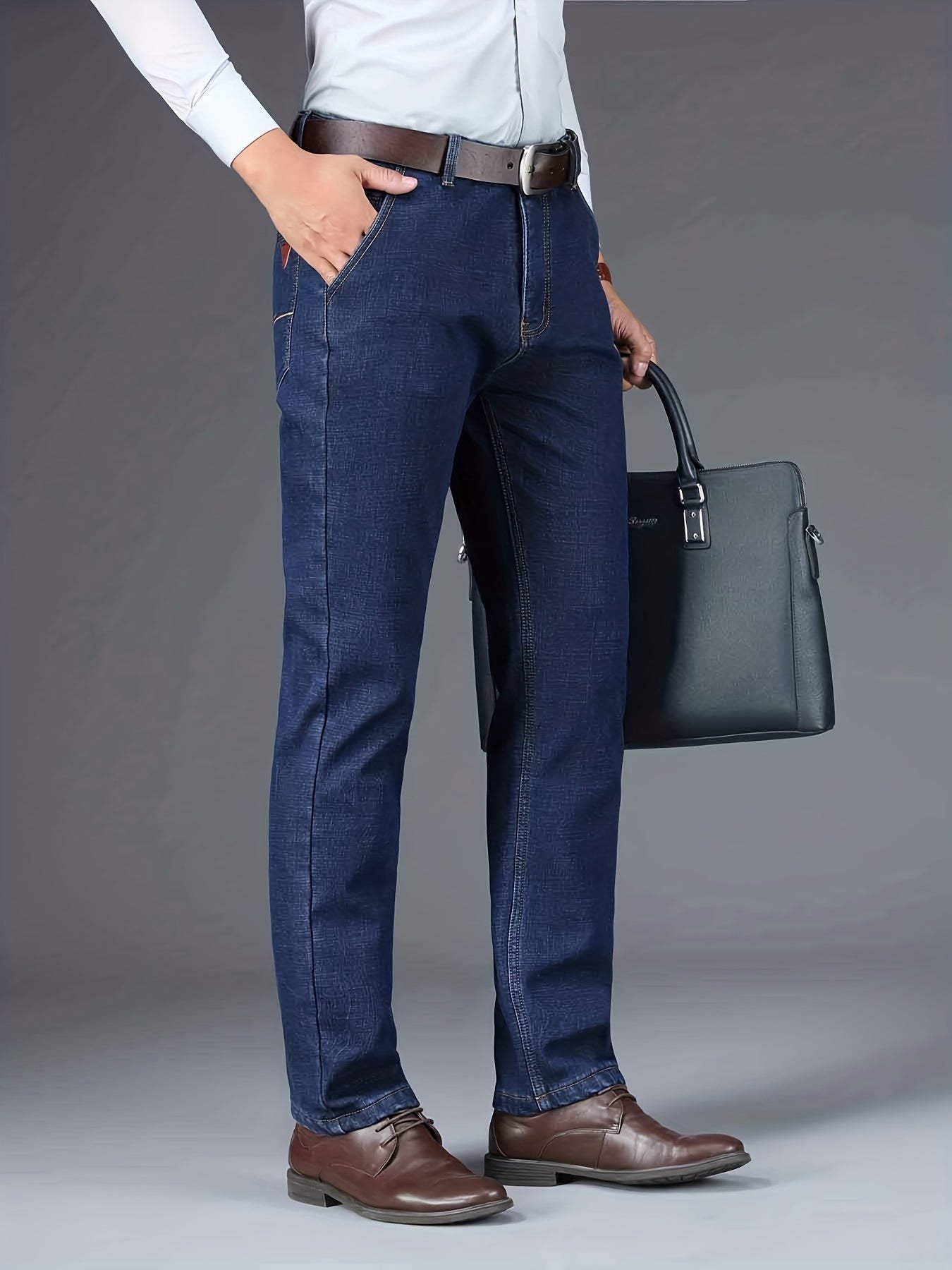 Maxct Chic Jeans For Business, Men's Semi-formal Stretch Dress Pants For All Seasons, Father's Gift