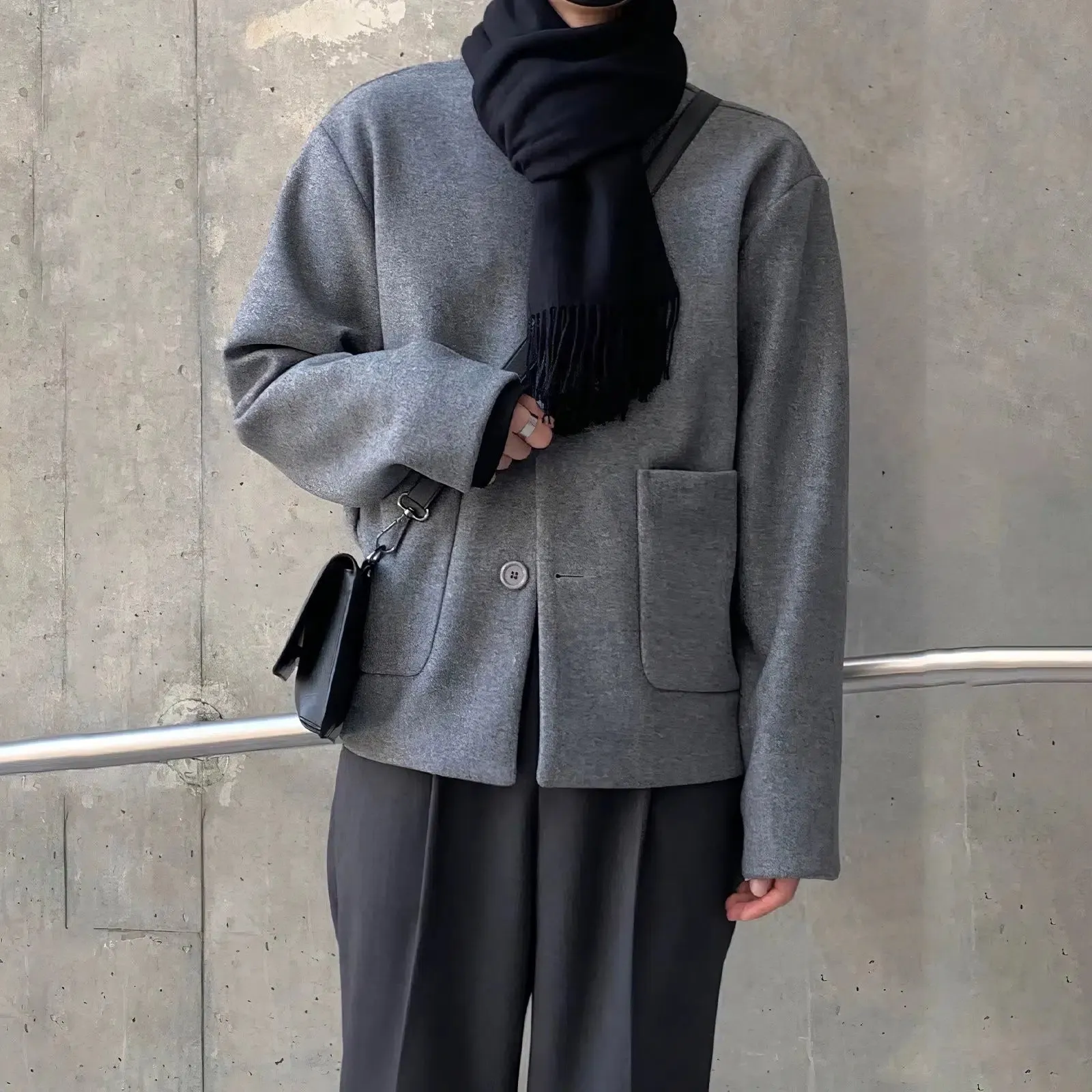 Maxct Lapel Wool Jacket with Pockets