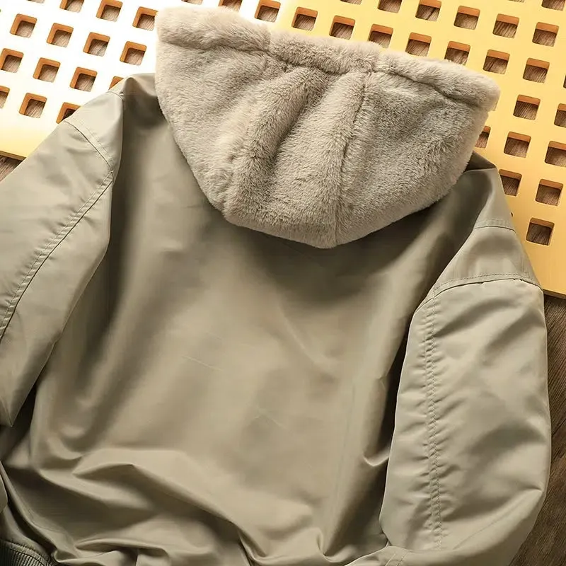 Maxct Velvet Fleece Hooded Bomber Jacket