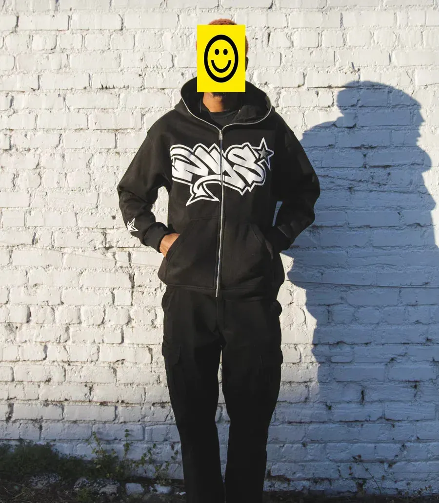 Maxct Retro dark personalised American sweatshirt zip pullover y2k high street long sleeve oversized letters kpop street dance tops