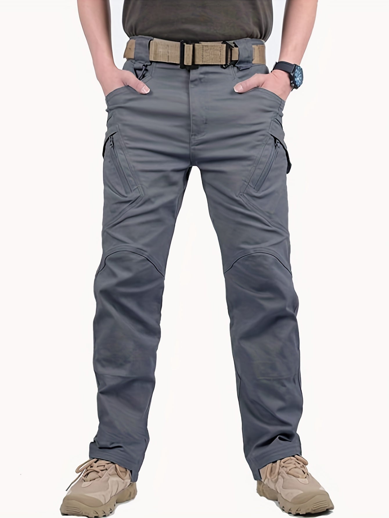 Maxct  Men's Casual Cargo Pants With Zipper Pockets, Male Joggers For Spring And Fall Outdoor