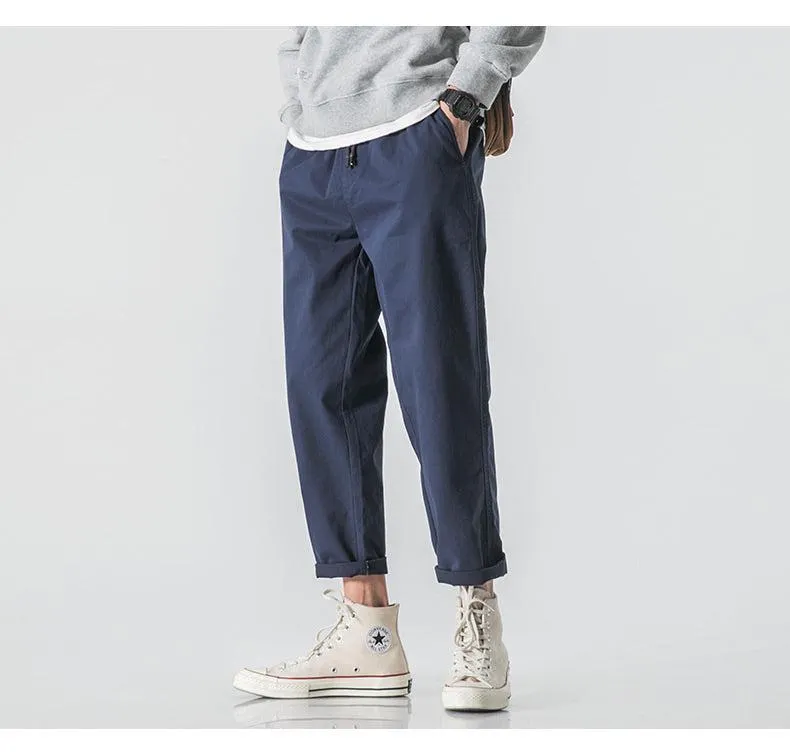 Maxct Spring Drawstring Cotton Elastic Waist Pants