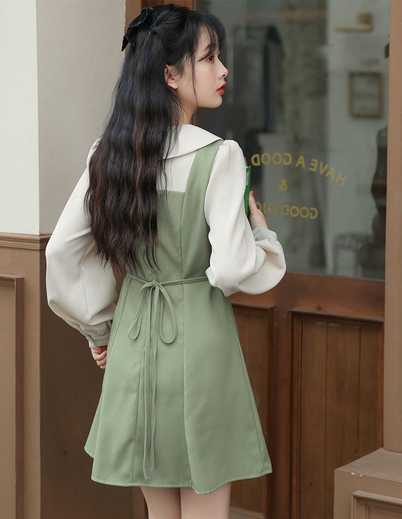Scallop Collar Twofer Mini Dress Maxct