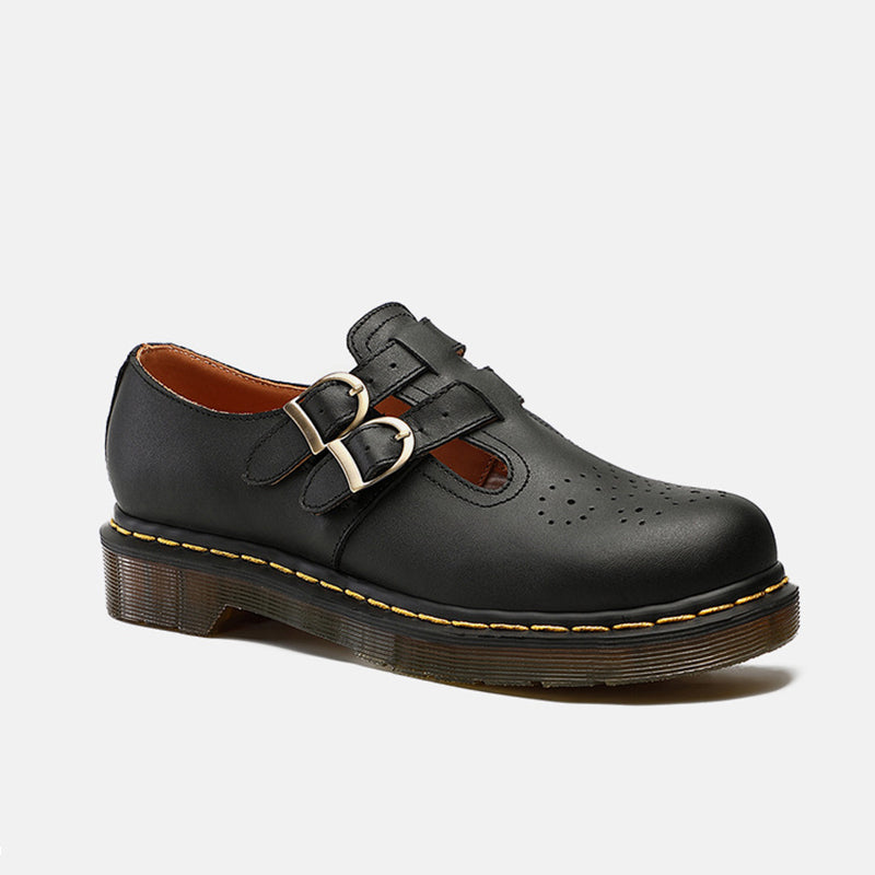 Handmade Retro Waxing Flat Mary Jane Shoes Round Toe  Black/Brown/Black1/White Maxct