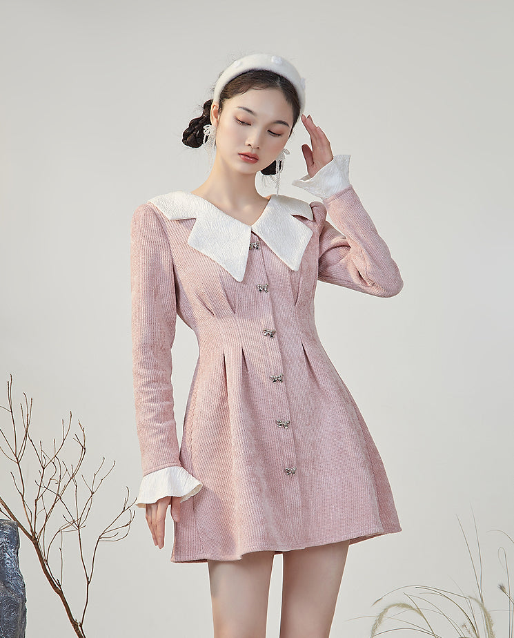 Sweet Bow Peter Pan Knit Dress Maxct