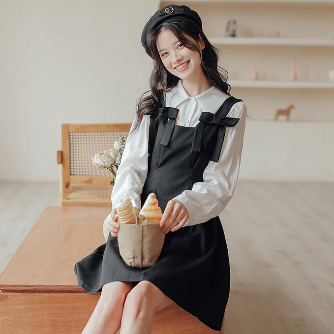 Little Bow Mini Pinafore Dress Set Maxct