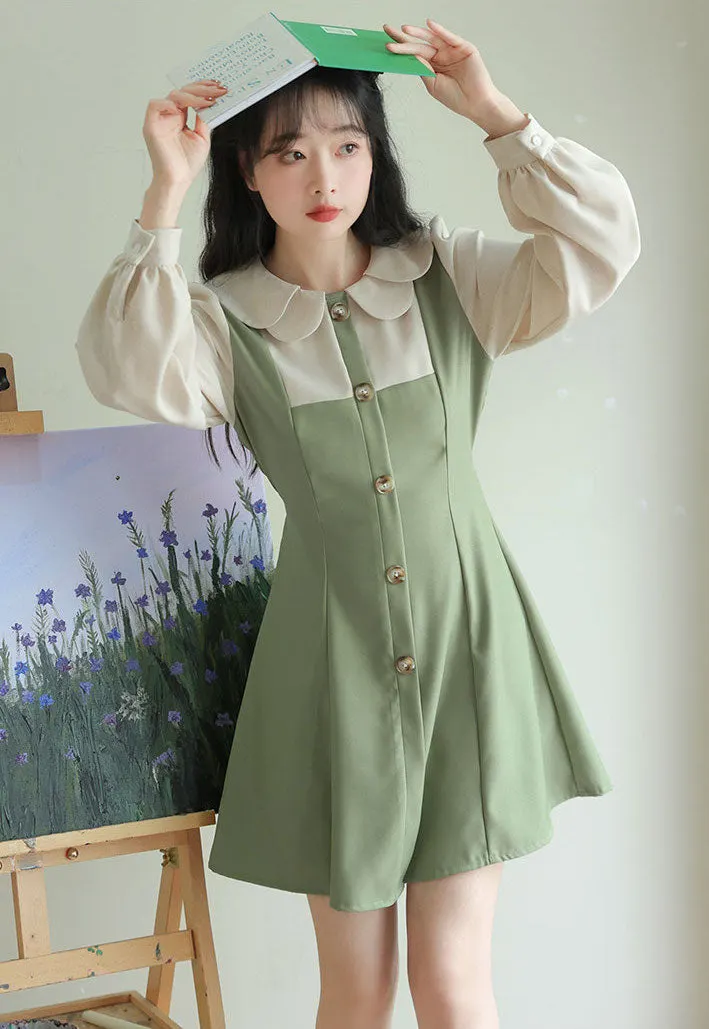 Scallop Collar Twofer Mini Dress Maxct