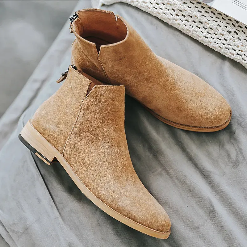 England Zip Ankle Boots Genuine Leather for Men Maxct