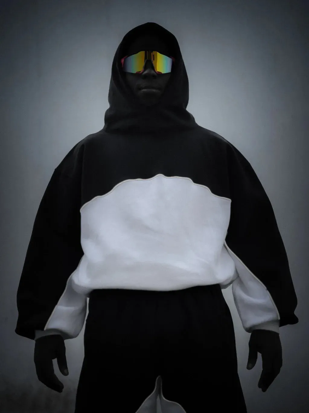 Maxct Y2k Winter Long Sleeved Hooded Sweatshirt With Color Blocking Patchwork Oversized Sweatshirt Streetwear Hip-Hop Rap Punk Outfit