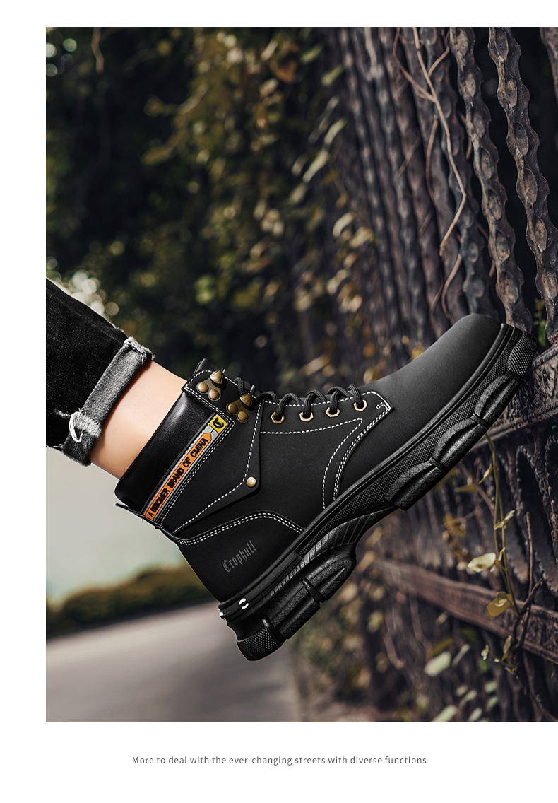 Platform Leather Men's Martin Boots - true deals club