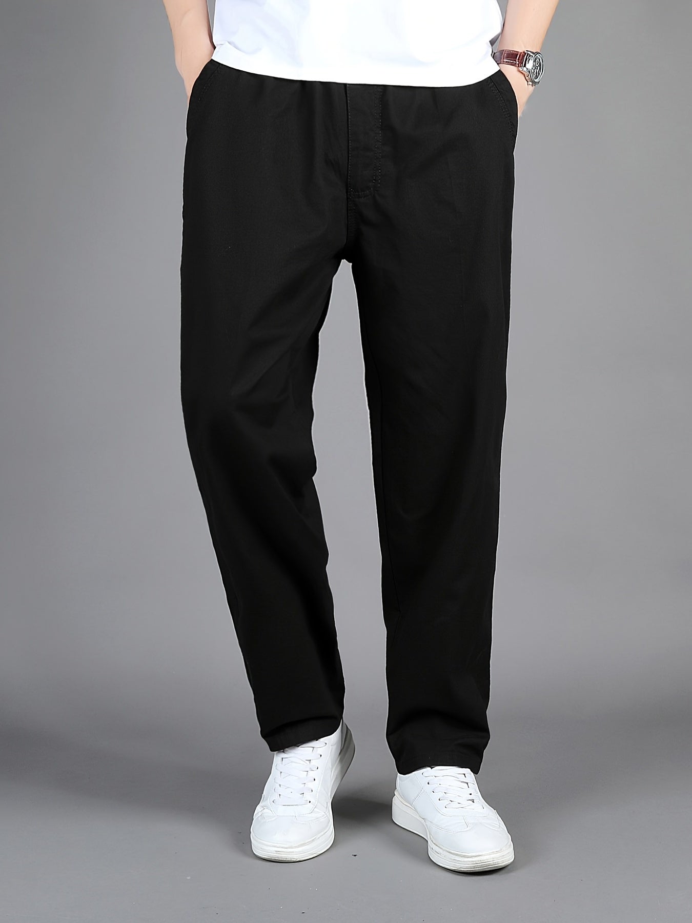 dunnmall  Maxct  Men's Fashion Casual Black Straight Leg Pants