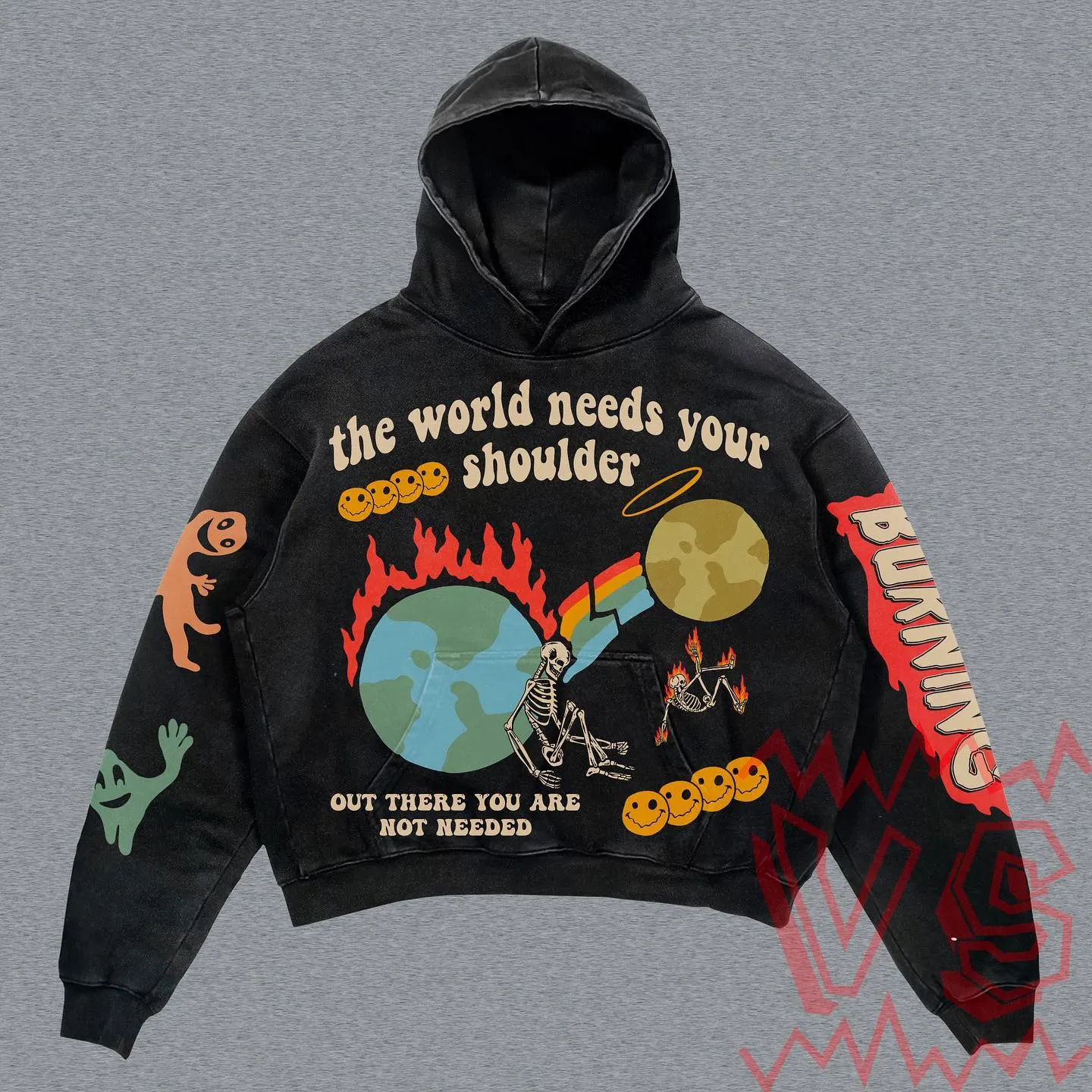 Gothic Skull Letter Oversized Hoodie for Women - true deals club