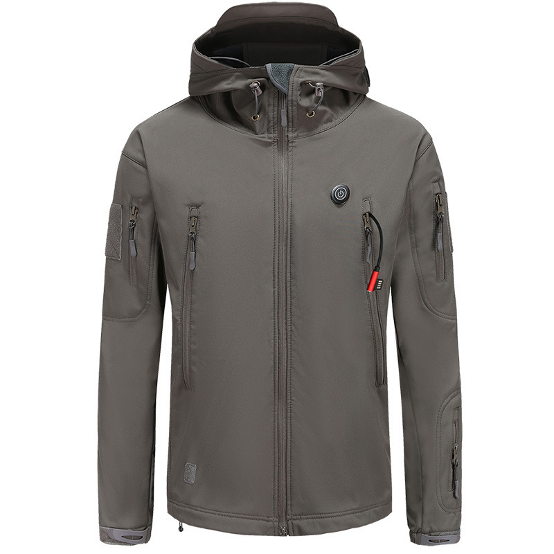 &Smart Heating Hooded Fleece-Lined Coat
