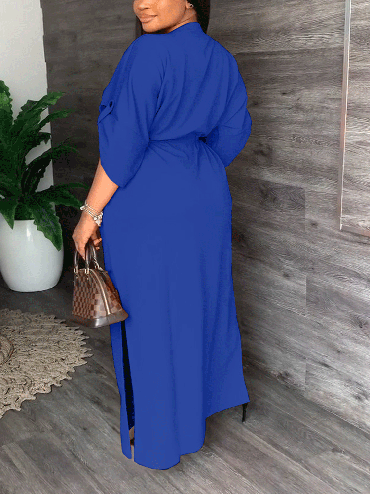 V Neck Waist Maxi Dress Maxct