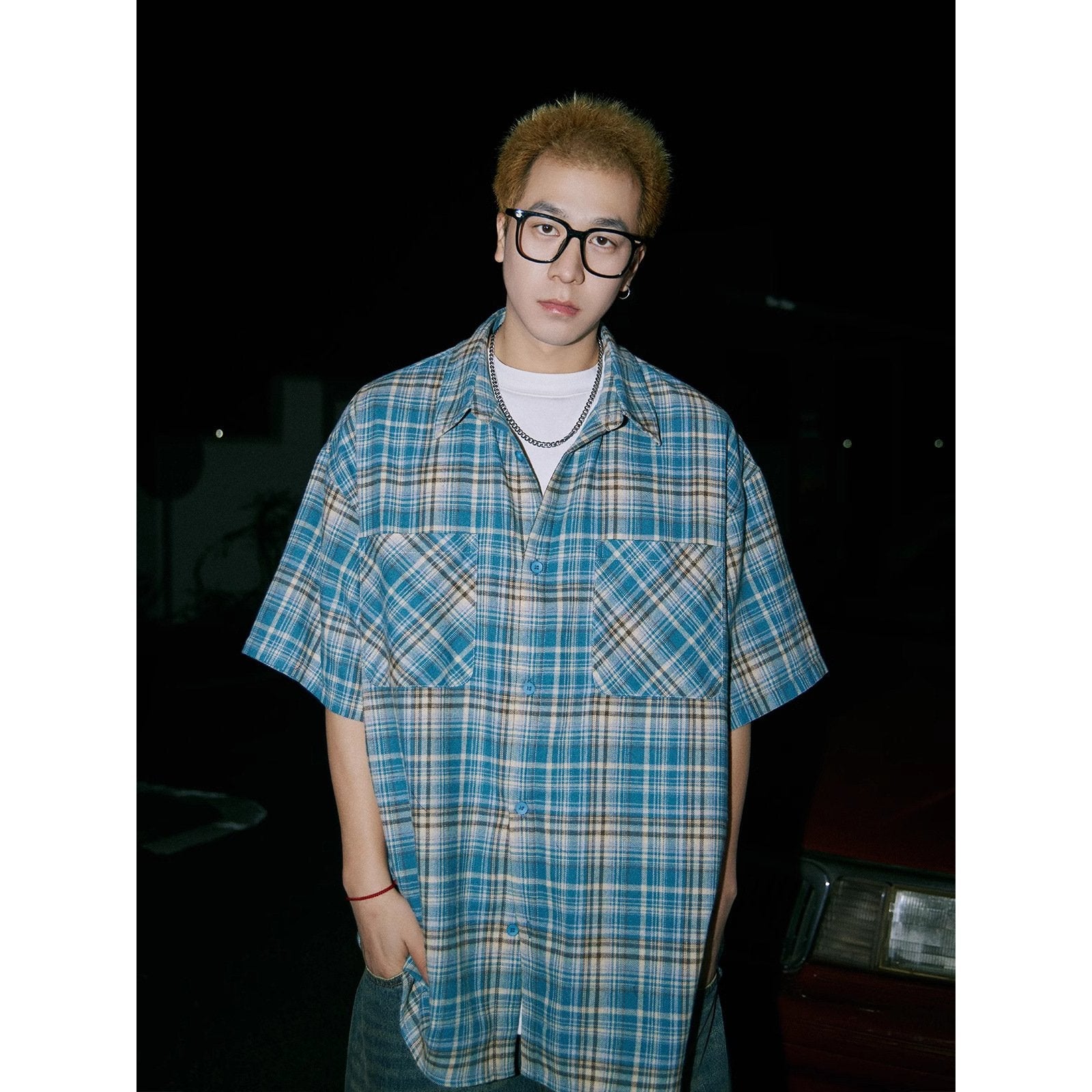 Maxct 90s Streetwear Japanese Niche Plaid Short-sleeved Shirt Men's Summer New Loose Trendy Brand All-match Shirt Couple's Coat Top