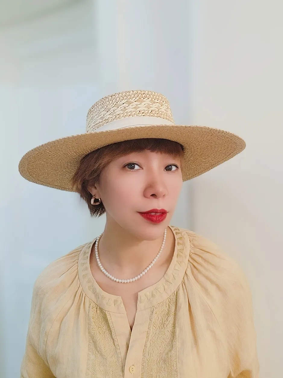 Straw Hat Japanese Style Black Brown Panama Women's Beach Big Brim