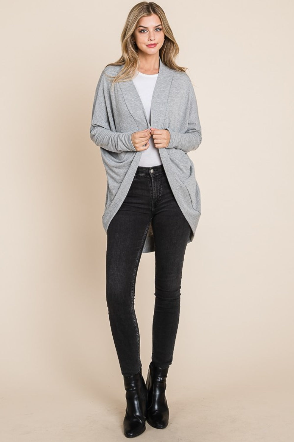 Maxct &BOMBOM Open Front Long Sleeve Cocoon Cardigan