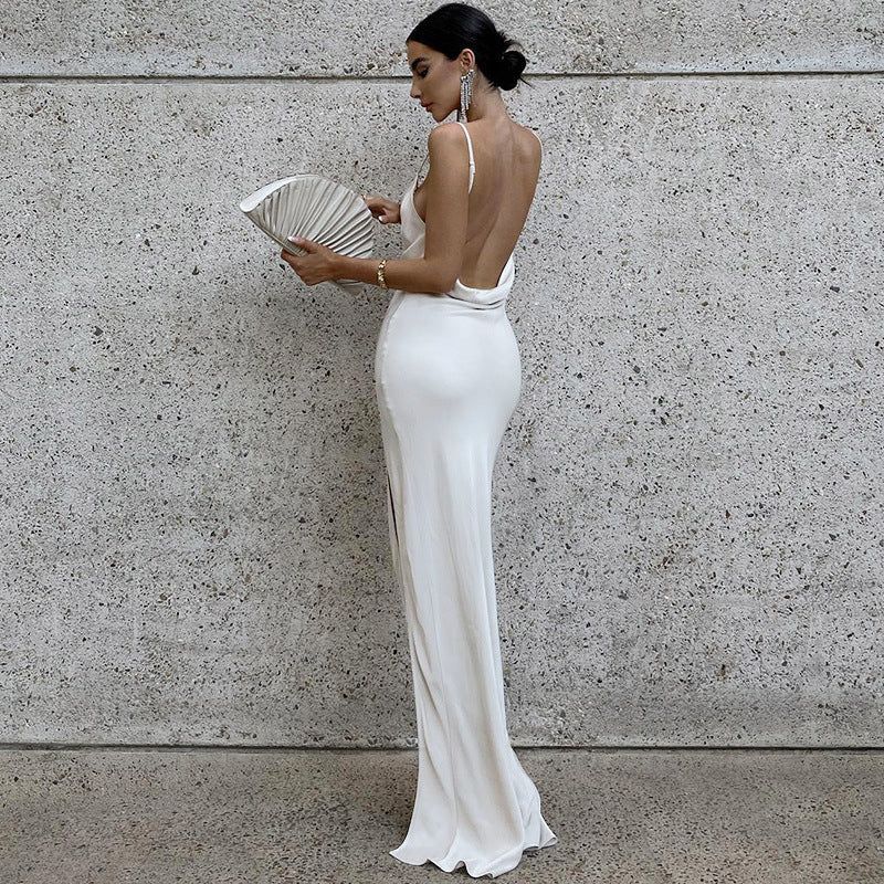 That Vogue Satin Slit Maxi Dress Maxct