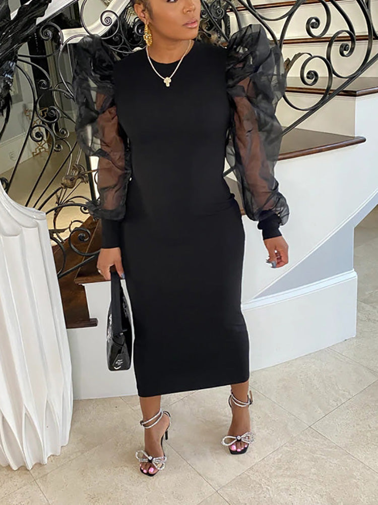 Puff Sleeve Maxi Dresses Maxct