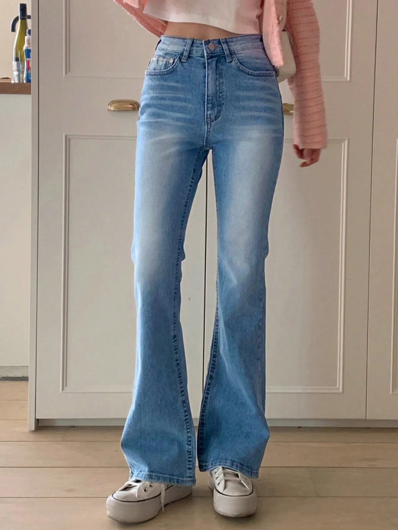 Maxct Women's Cat Whisker Detail Daily Jean Flared Pants
