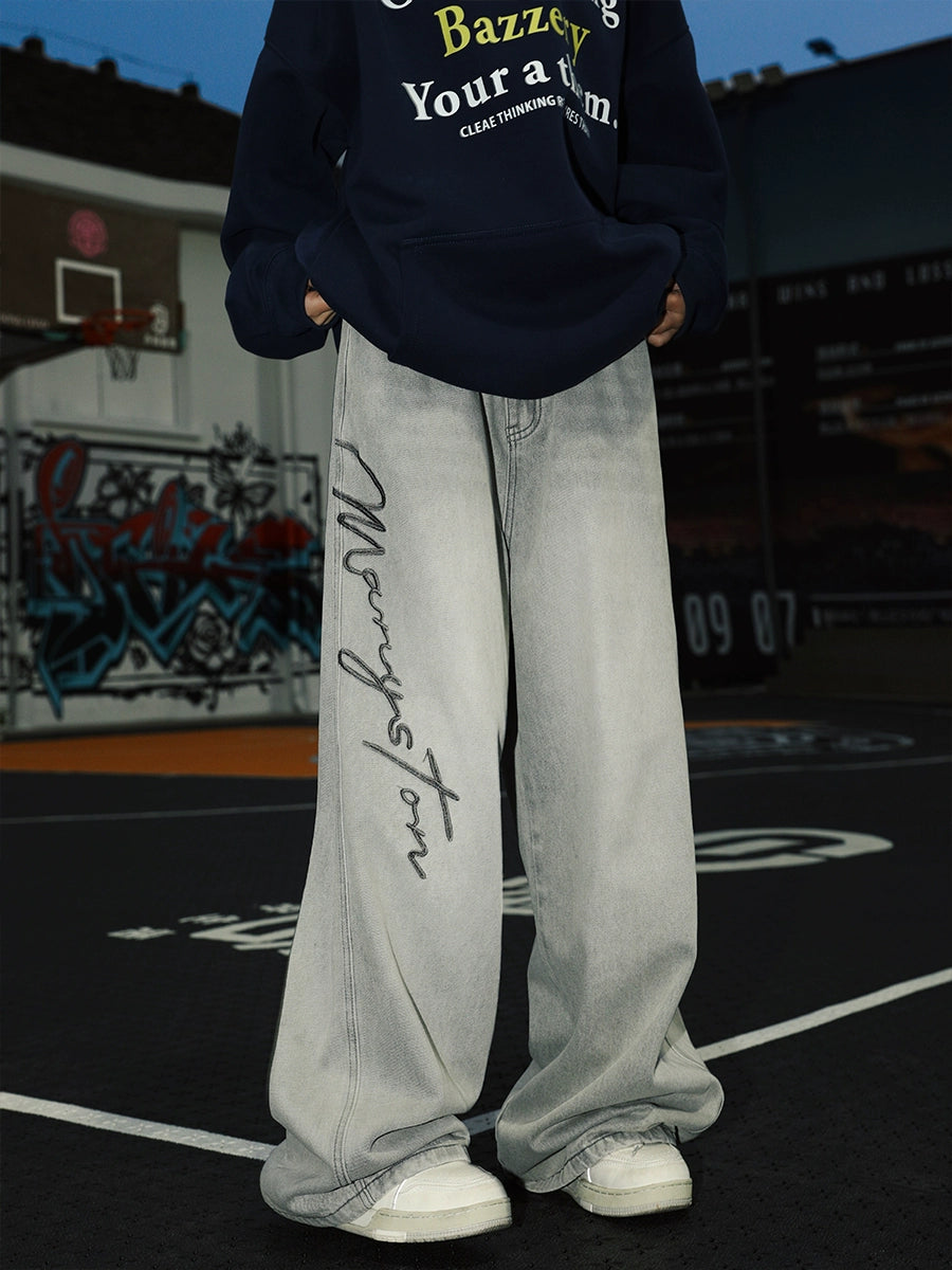MANYSTON Logo Washed Jeans Maxct