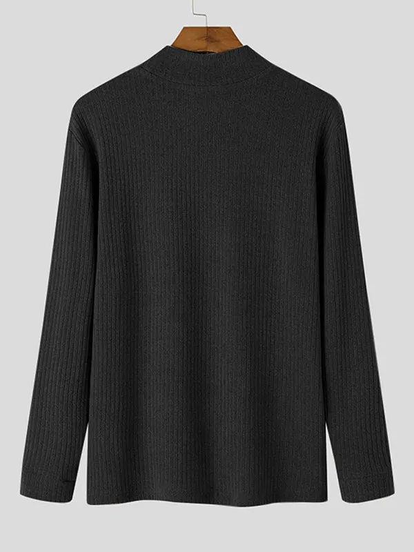 Maxct - Mens Solid Half Collar Long Sleeve Sweater