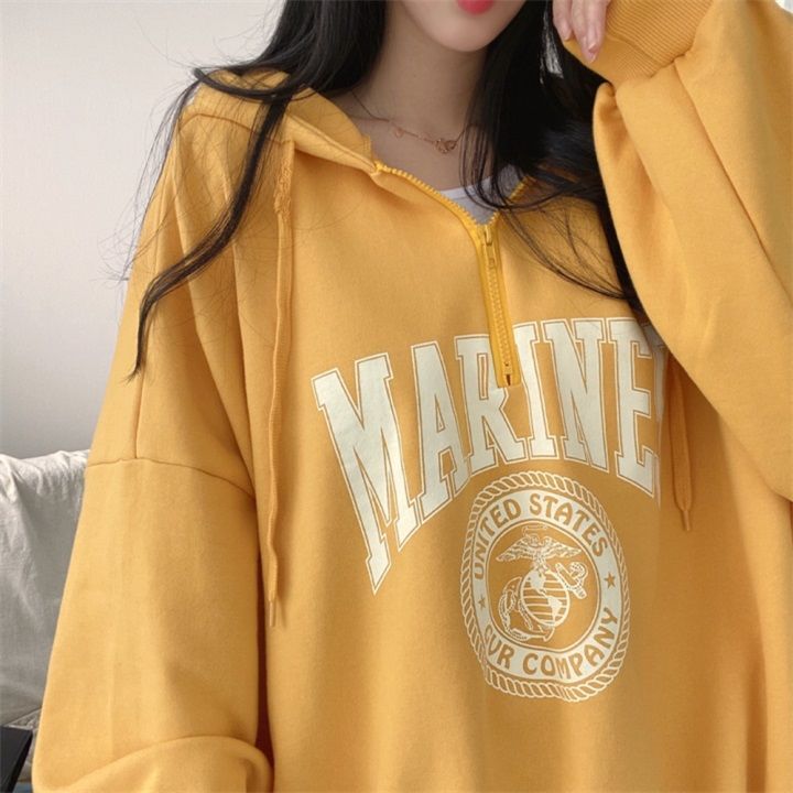 Marines Print Hoodie Baggy Pullovers Women's Sweatshirt - true deals club