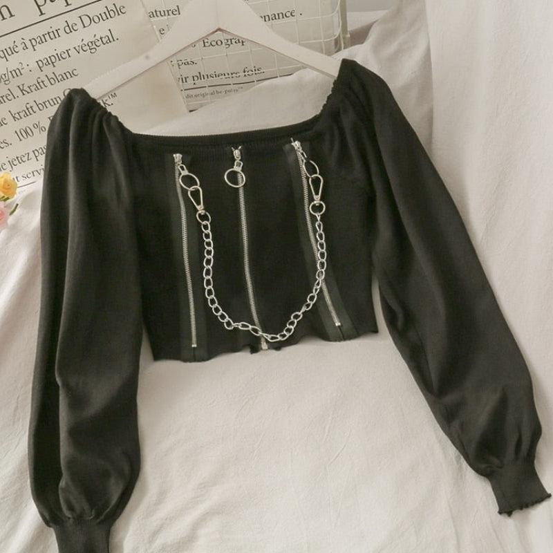 Maxct &Chain Detailed Square Neck Crop Top