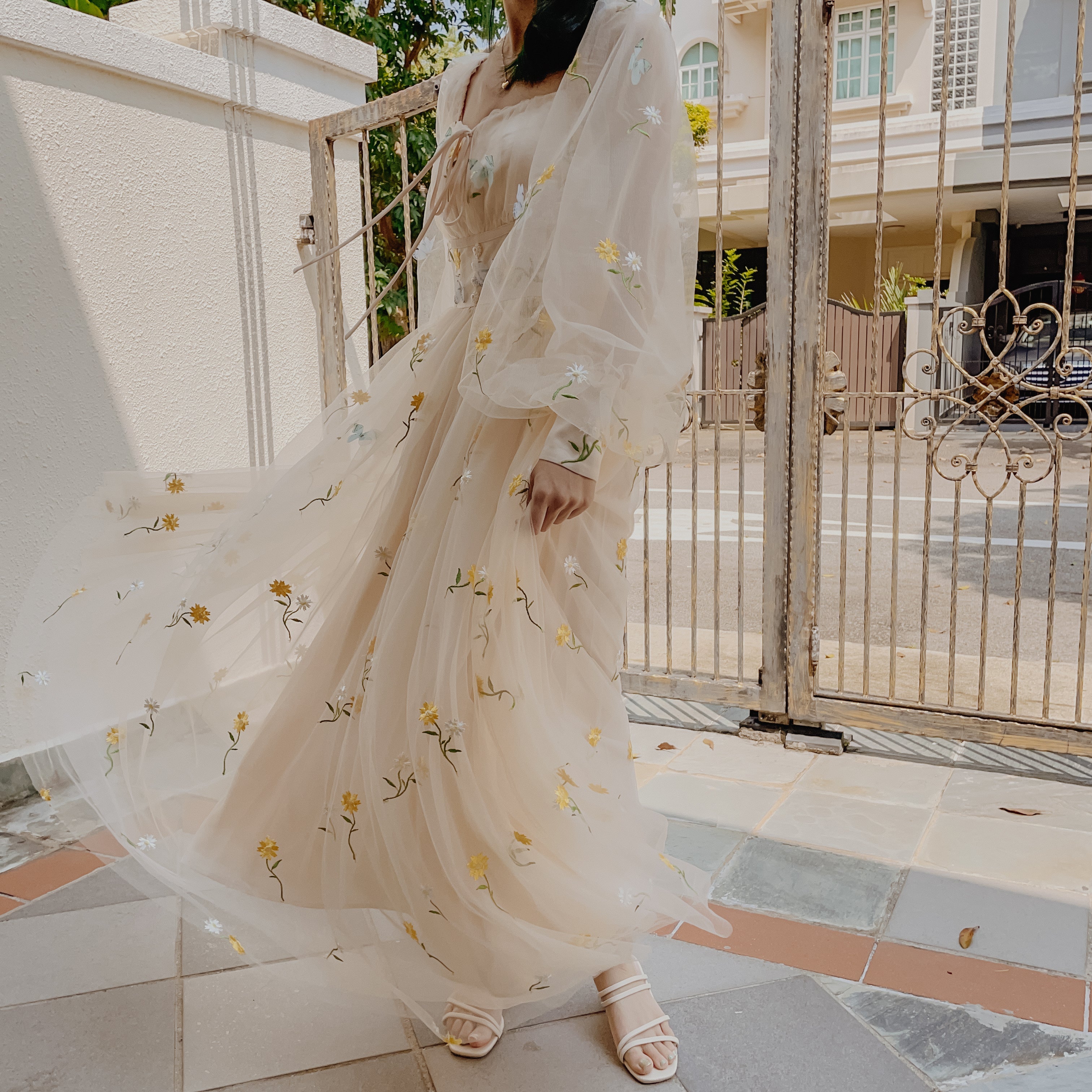 Butterfly Garden Tulle Maxi Dress Maxct