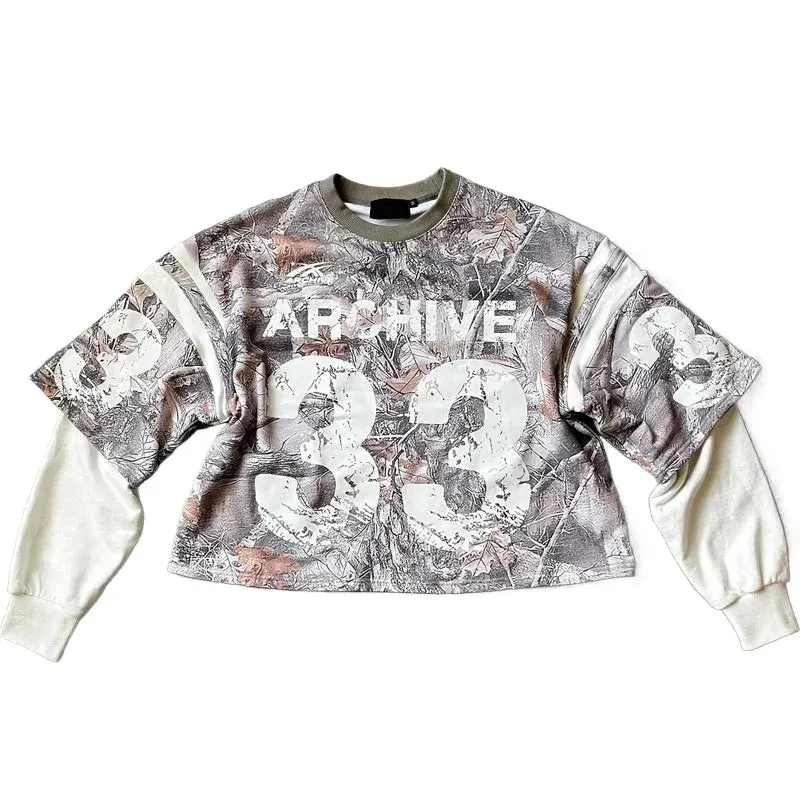 Maxct Y2K T Shirt Men New Sports Shirt Male Gothic Oversize Camouflage Leaf pattern Long Sleeves T Shirt Hip Hop Sweatshirt Streetwear
